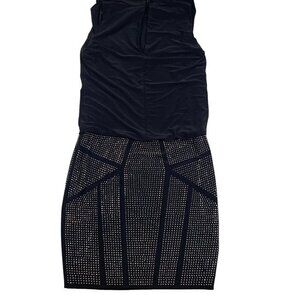 Cache Vintage Bodycon Art Deco Dress with Rhinestone Embellishments Women's SZ 0